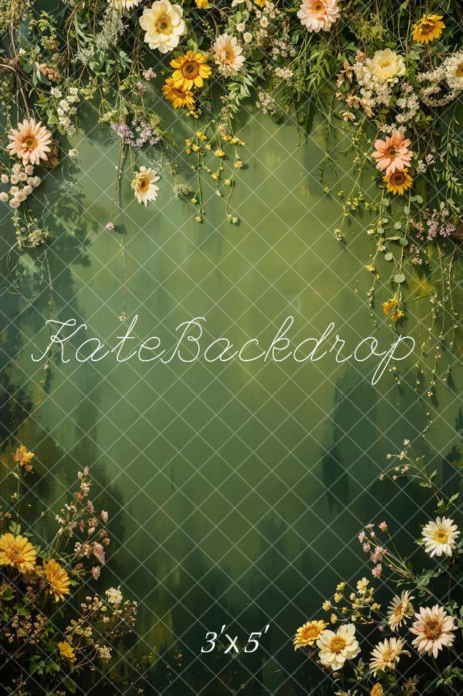 Kate Spring Green Flower Backdrop Designed by Chain Photography