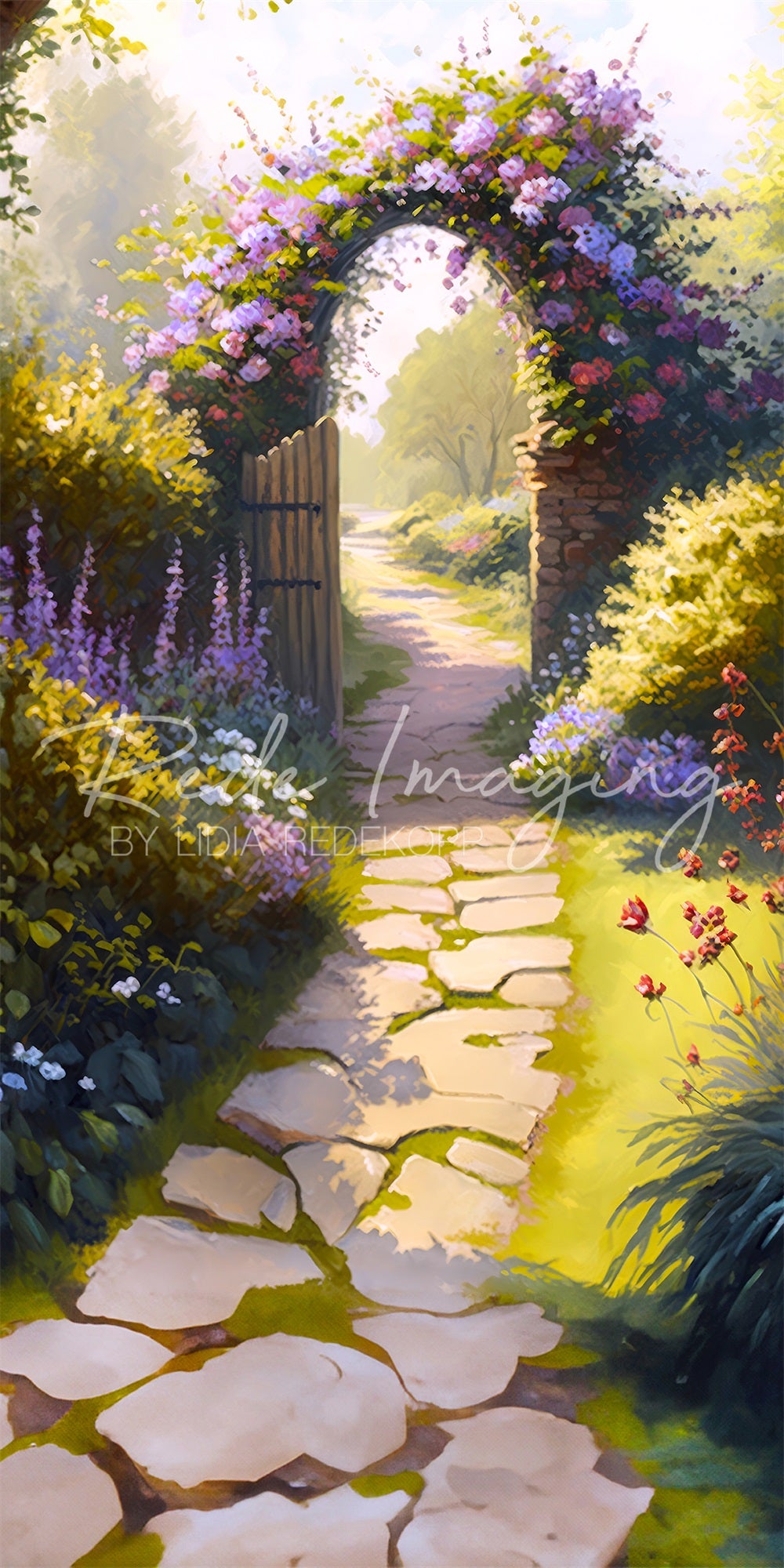Kate Sweep Spring Art Forest Purple Lavender Path Backdrop Designed by Lidia Redekopp