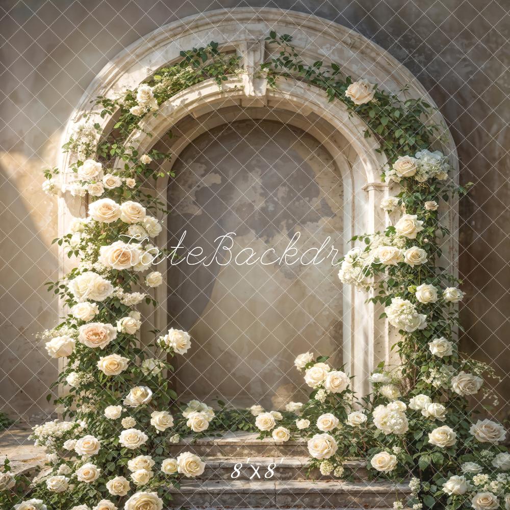 Kate Abstract White Roses Arch Wall Backdrop Designed by Emetselch Backdrop Designed by Emetselch