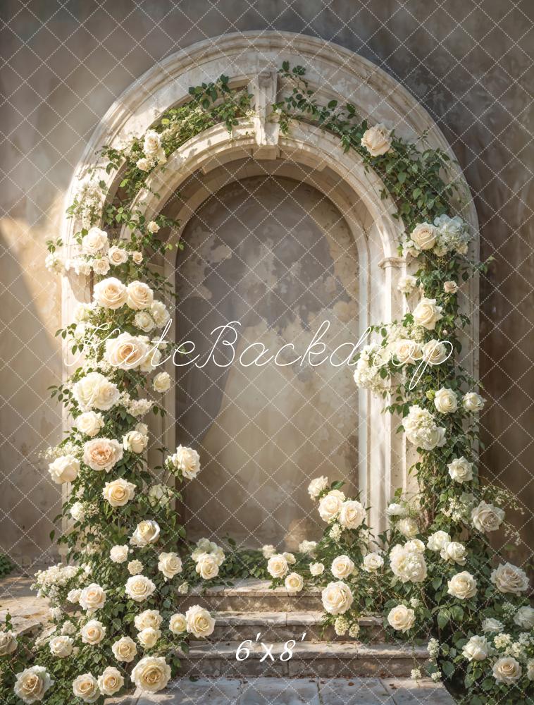 Kate Abstract White Roses Arch Wall Backdrop Designed by Emetselch Backdrop Designed by Emetselch