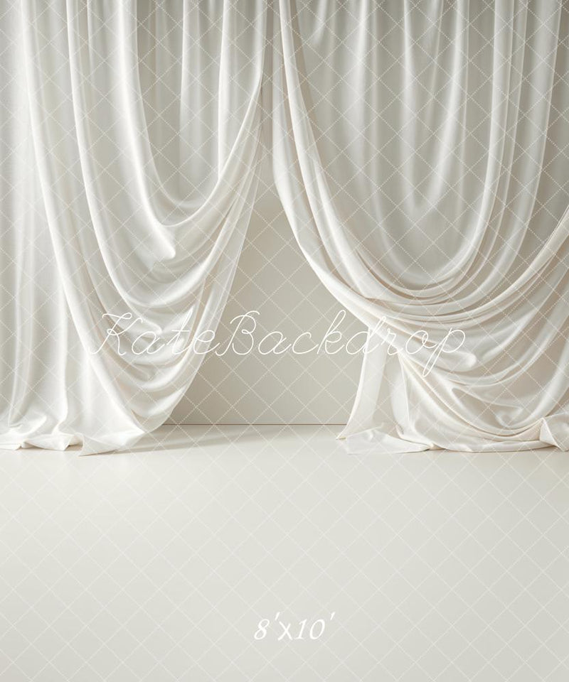 Elegant Draped Ivory Fabric Backdrop