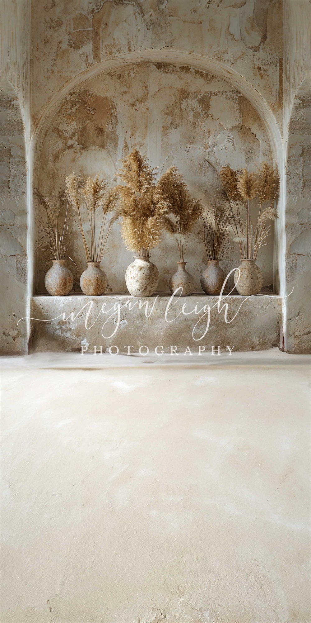 Kate Sweep Boho Reed Brown White Arch Plaster Wall Backdrop Designed by Megan Leigh Photography