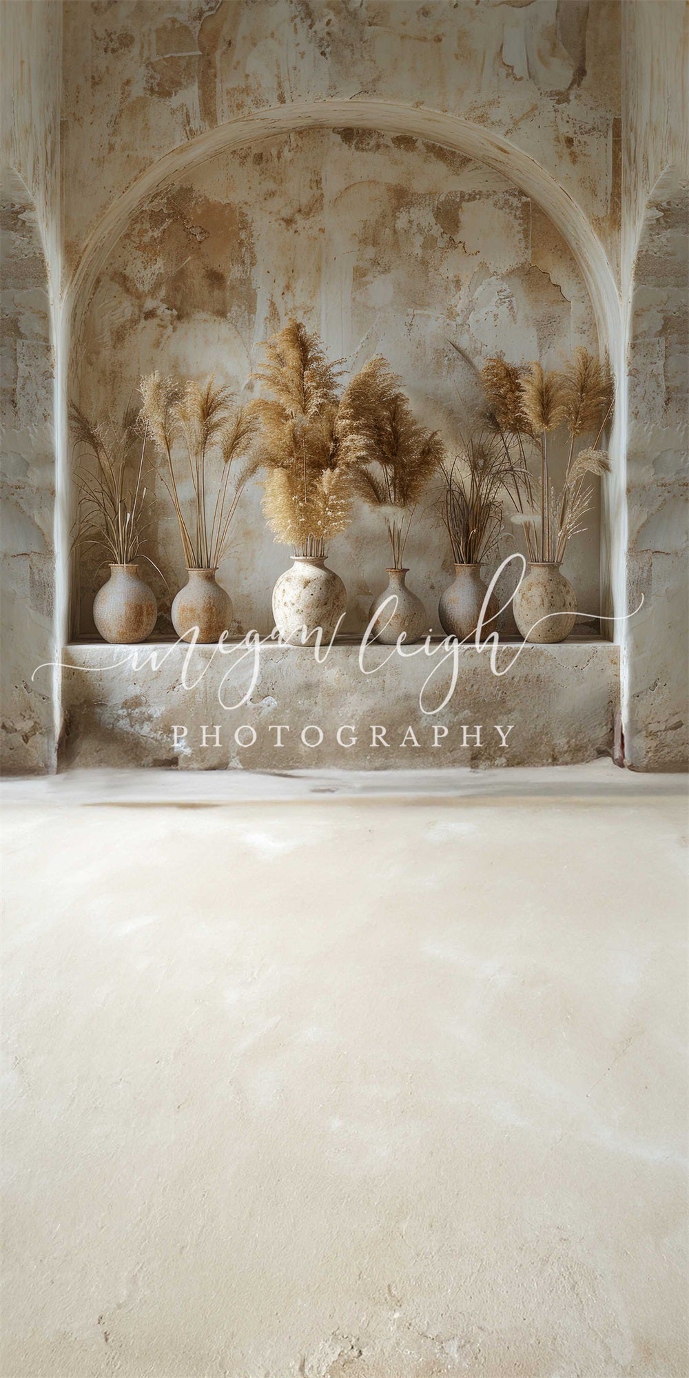 Kate Sweep Boho Reed Brown White Arch Plaster Wall Backdrop Designed by Megan Leigh Photography