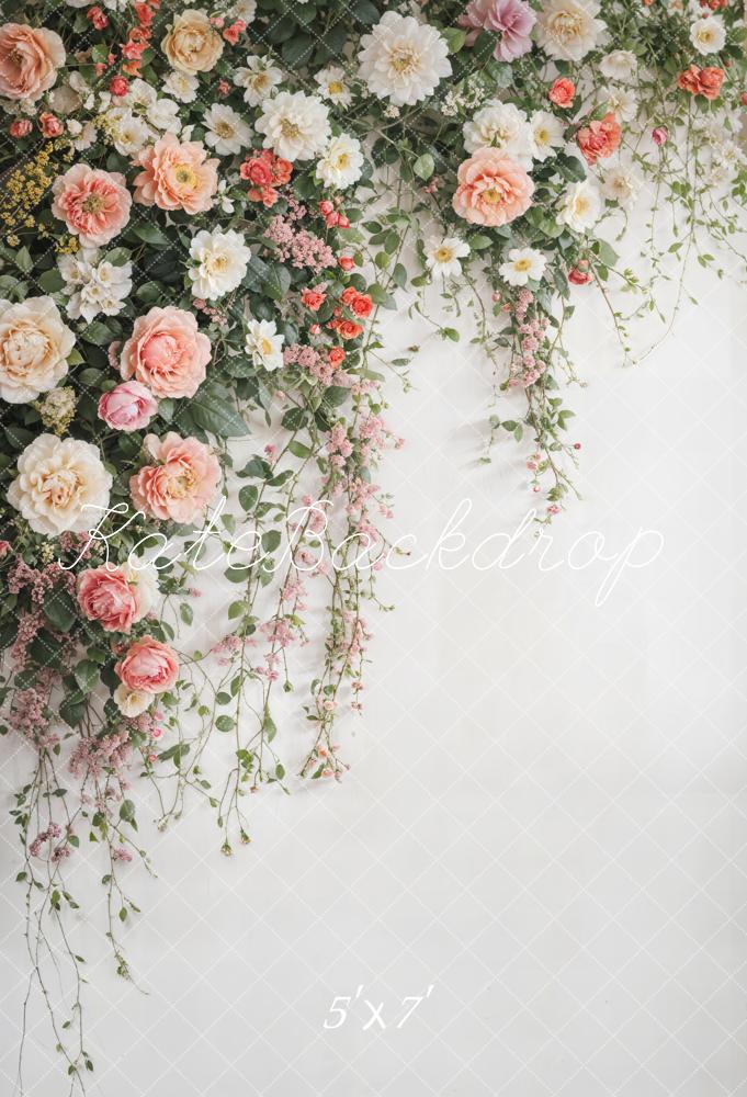 Kate Spring Mother's Day Fine Art Colorful Flower Light Grey Wall Backdrop Designed by Emetselch Backdrop Designed by Emetselch