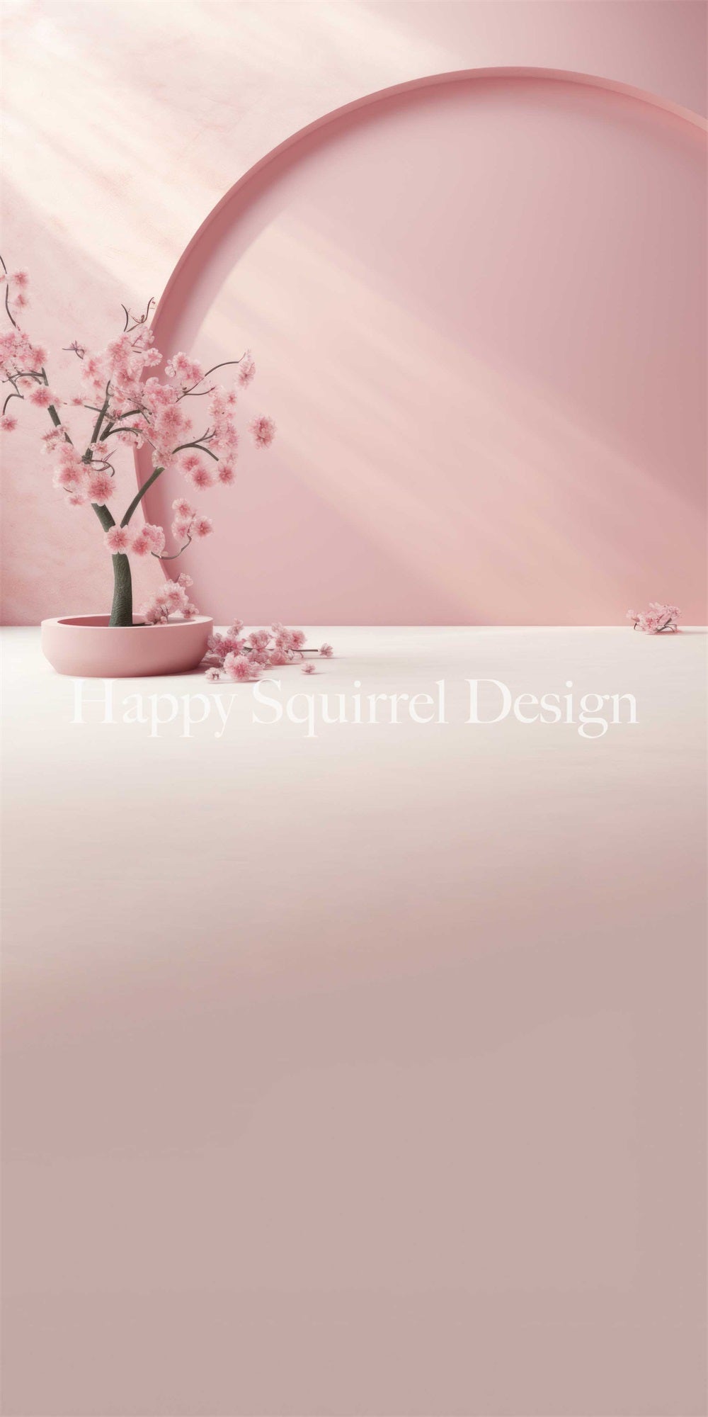 Kate Sweep Spring Pink Cherry Blossom Flower Arch Wall Backdrop Designed by Happy Squirrel Design