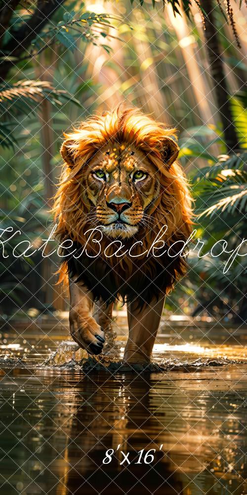 Kate Sweep Summer Bokeh Nature Tropical Rainforest River Lion Backdrop Designed by Chain Photography