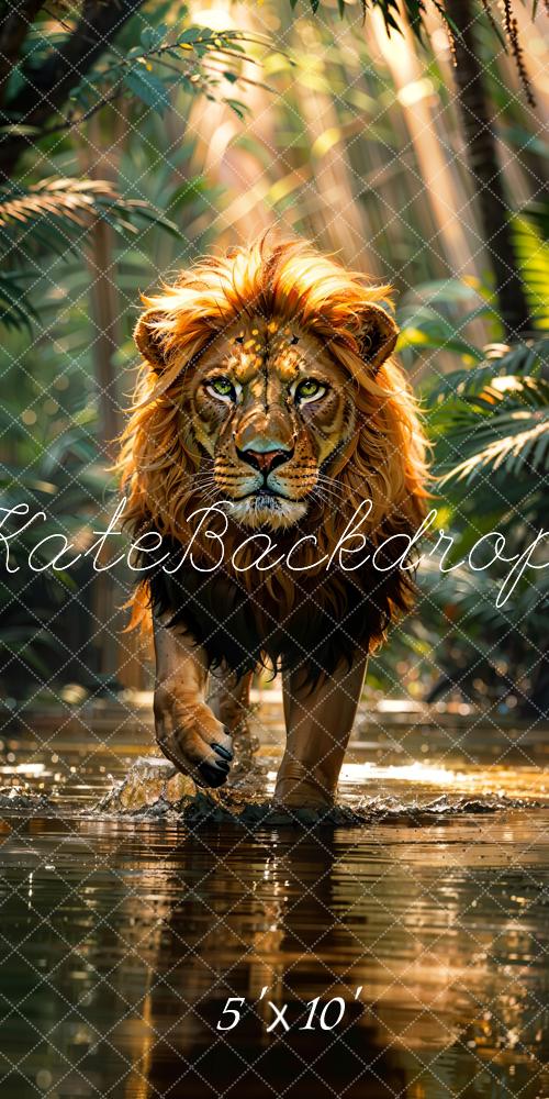 Kate Sweep Summer Bokeh Nature Tropical Rainforest River Lion Backdrop Designed by Chain Photography
