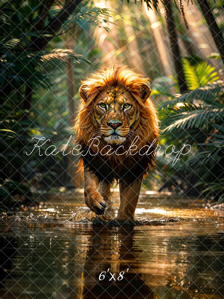 Kate Summer Bokeh Nature Tropical Rainforest River Lion Backdrop Designed by Chain Photography
