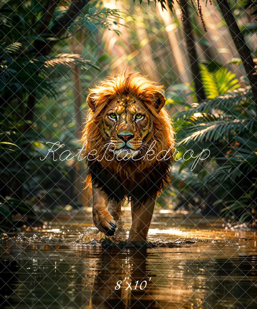 Kate Summer Bokeh Nature Tropical Rainforest River Lion Backdrop Designed by Chain Photography