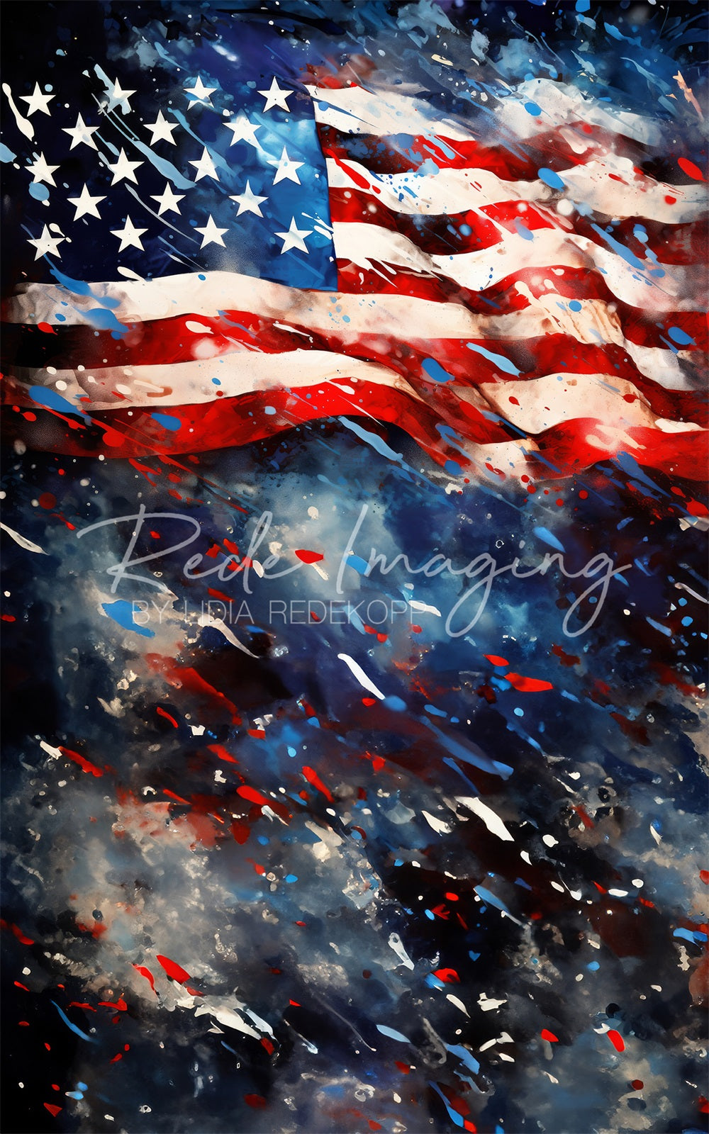 Kate Sweep Independence Day Graffiti Flag Wall Backdrop Designed by Lidia Redekopp