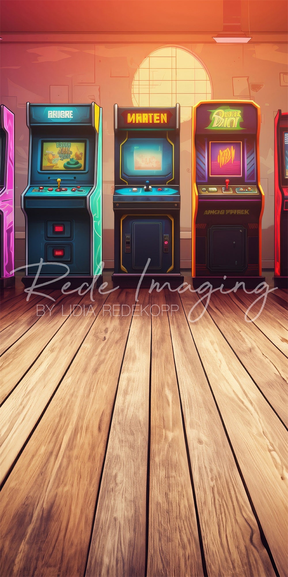 Kate Sweep Retro Cartoon Colorful Game Arcade Backdrop Designed by Lidia Redekopp