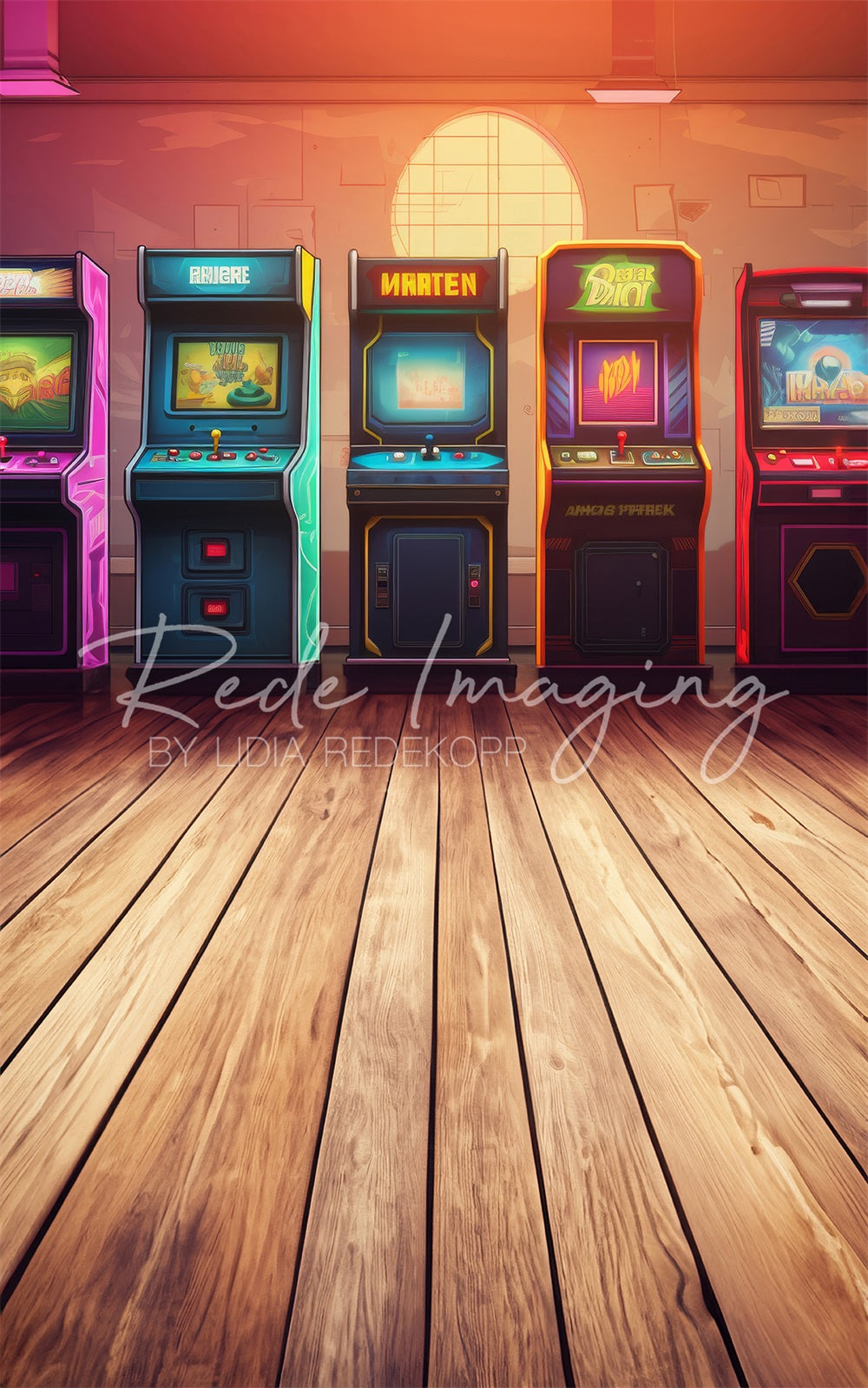 Kate Sweep Retro Cartoon Colorful Game Arcade Backdrop Designed by Lidia Redekopp
