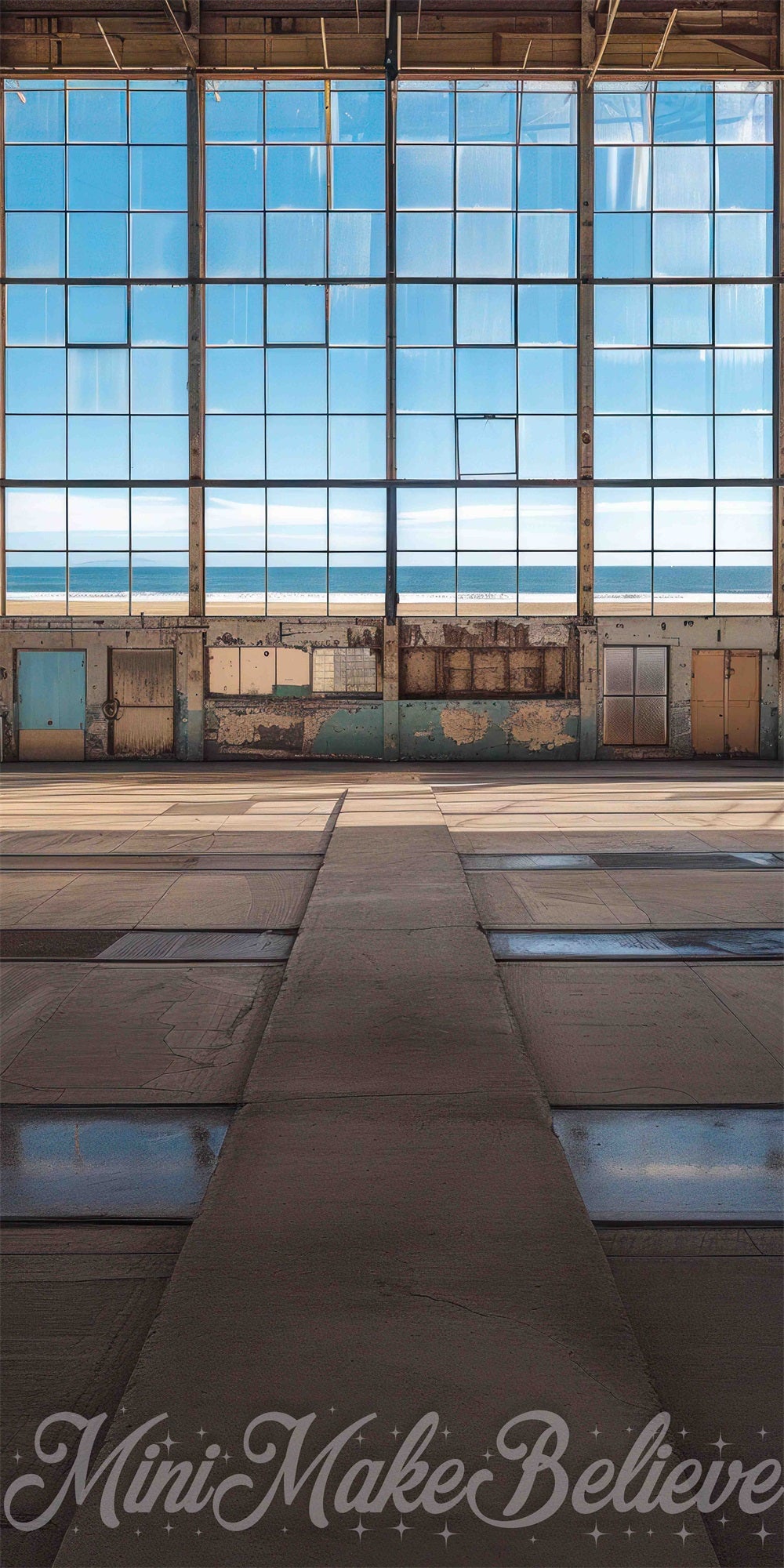 Kate Sweep Summer Sea Beach Broken Warehouse Backdrop Designed by Mini MakeBelieve