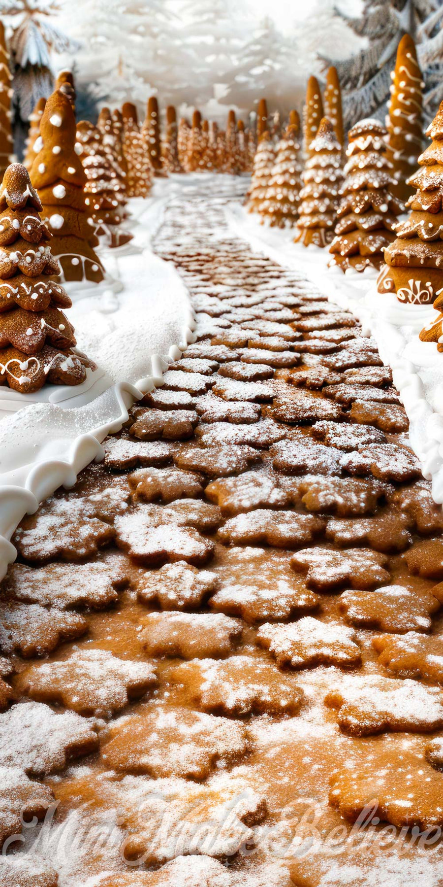 Whimsical Gingerbread Forest Winter Backdrop