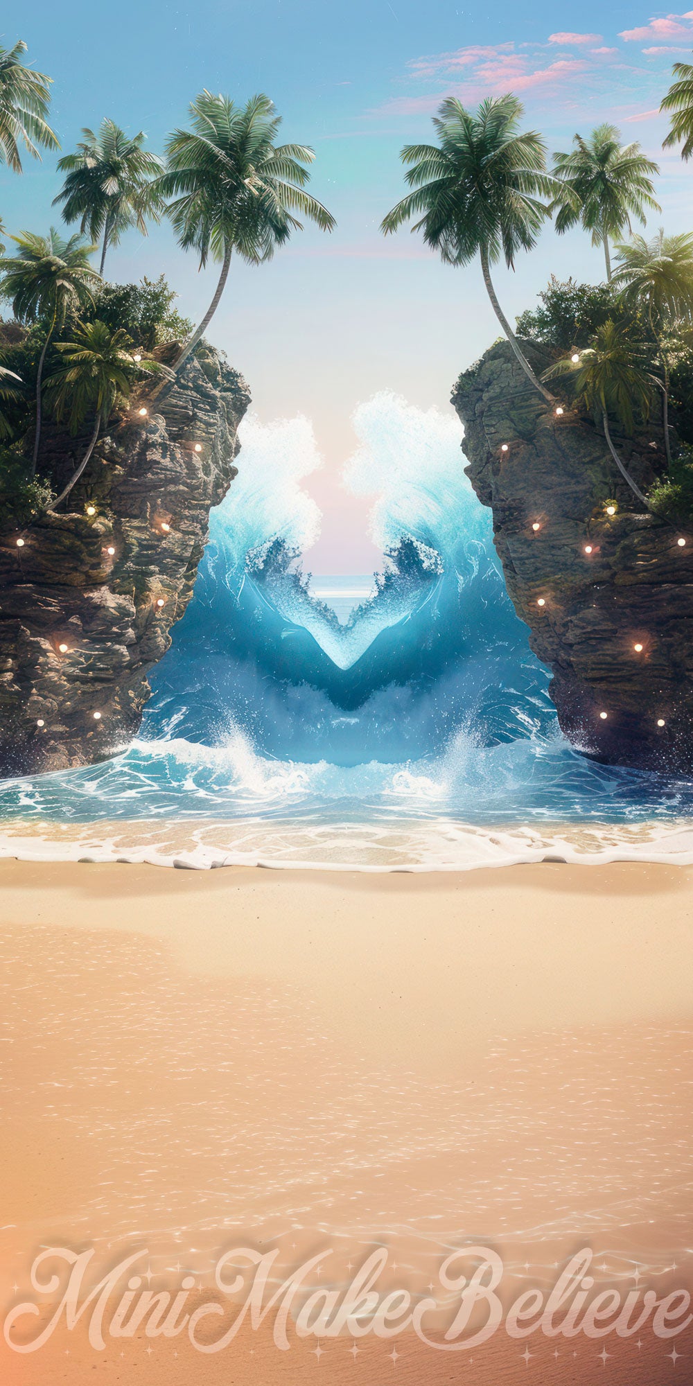 Pin5 Wave Backdrops Tropical Heart Wave Island Backdrop