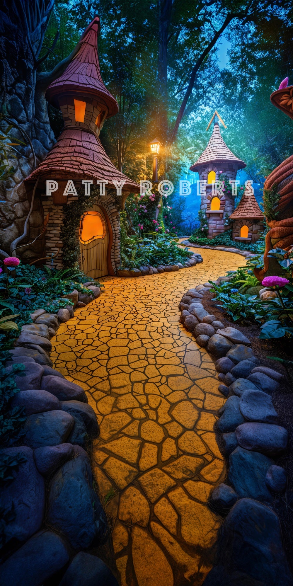 Sweep Cartoon Magic Town Yellow Brick Road Backdrop Designed by Patty Robert