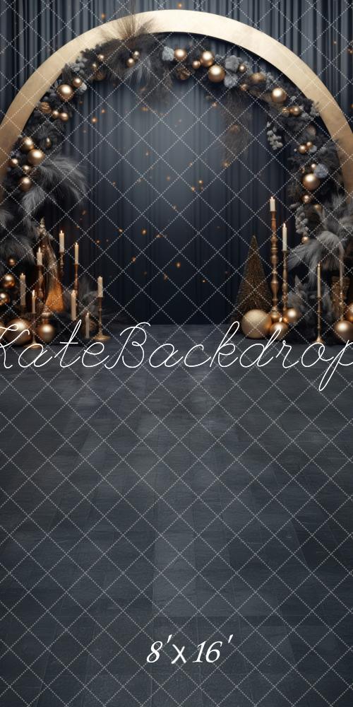 Kate Sweep Christmas Black Gold Arch Backdrop Designed by Lidia Redeko