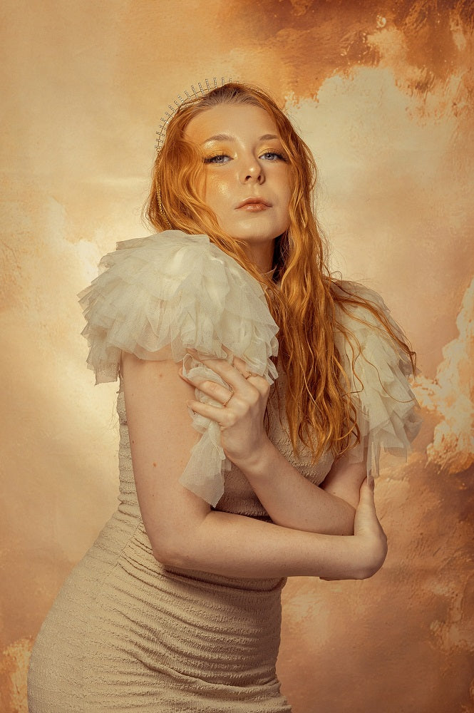 Kate Abstract Golden Cloudy Sky Backdrop Designed by Emetselch