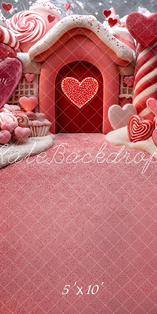 Fondo de Casa de Dulces Rosa de San Valentín Sweep Diseñado por Mini MakeBelieve