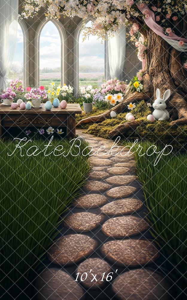 Sfondo per Finestra con Albero di Coniglio di Pasqua Designed by Mini MakeBelieve