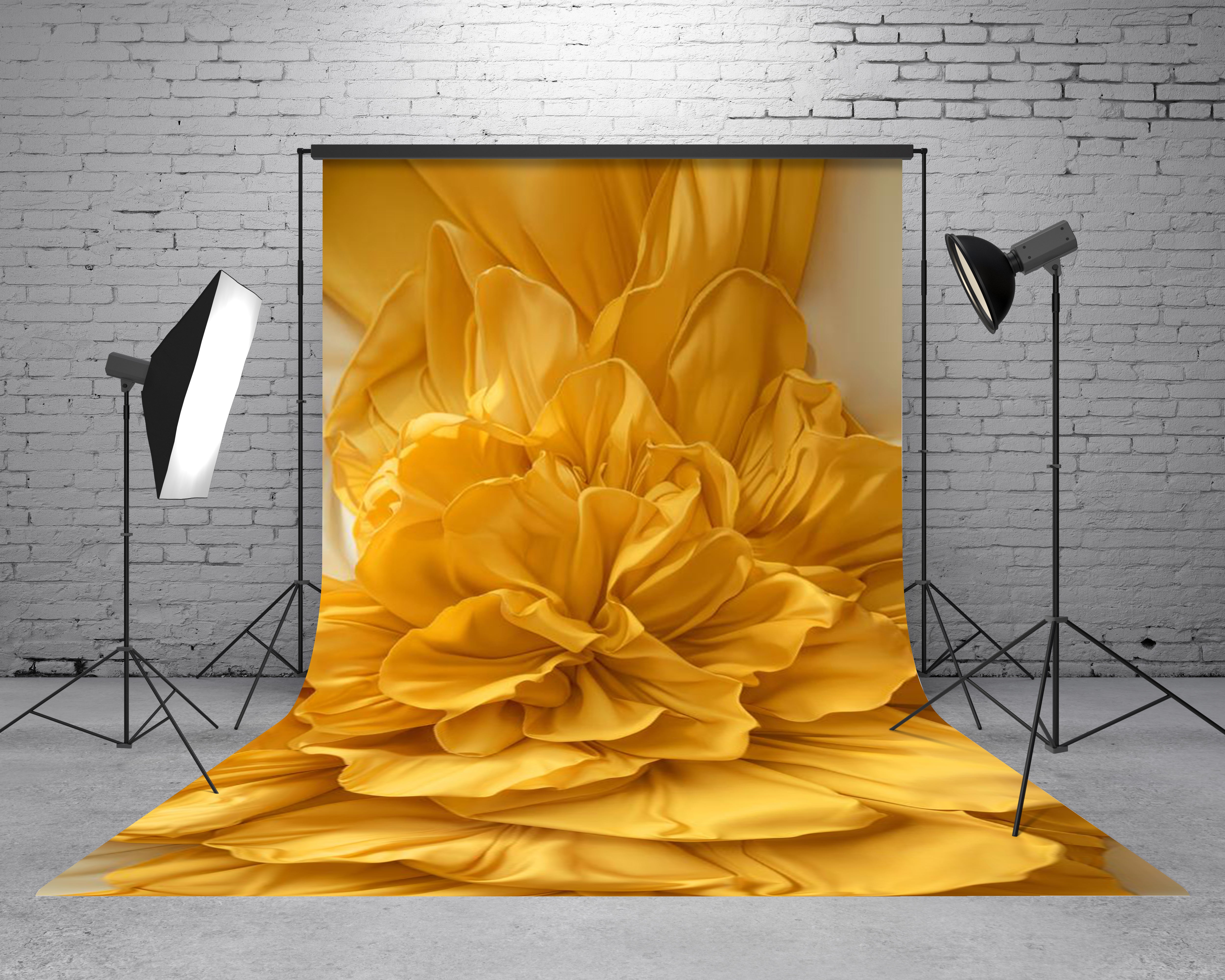 Golden Floral Layered Fabric Backdrop