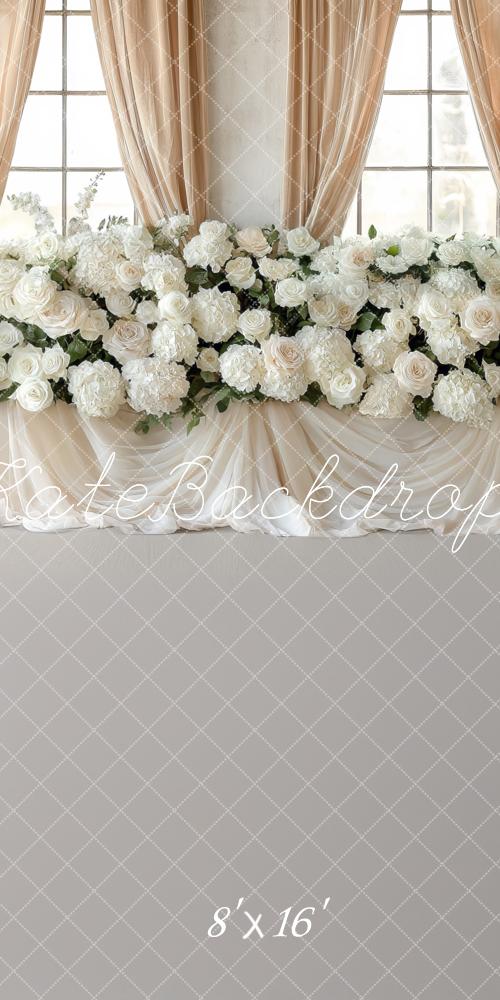 Kate Wedding White Rose Floral Window Backdrop Designed by Mini MakeBelieve