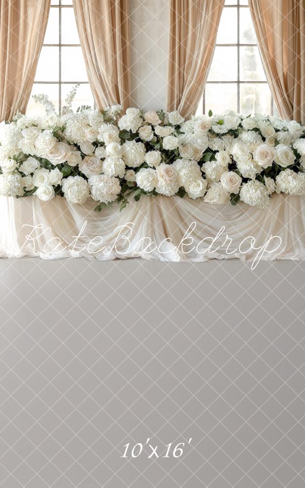 Kate Wedding White Rose Floral Window Backdrop Designed by Mini MakeBelieve