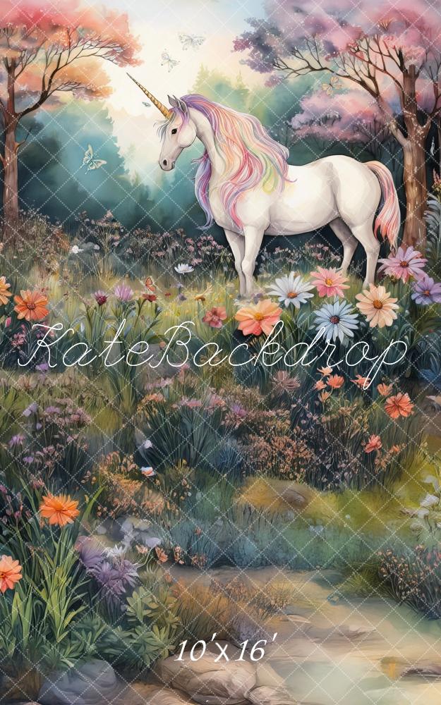 Kate Fantasy Pastel Unicorn Forest Backdrop Designed by Mandy Ringe Photography