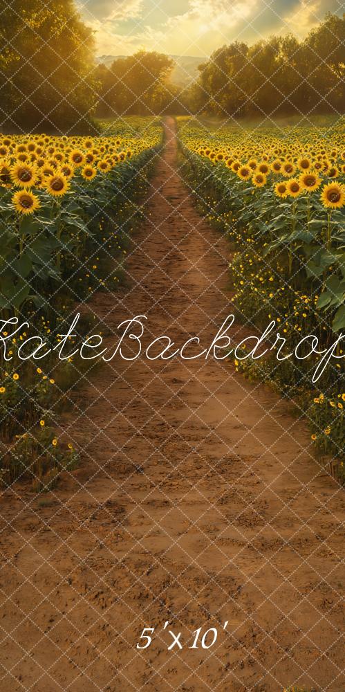 Fondo de camino en campo de girasoles de verano diseñado por Emetselch