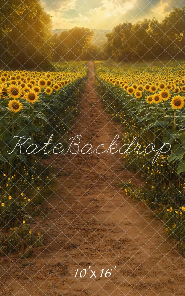 Fondo de camino en campo de girasoles de verano diseñado por Emetselch