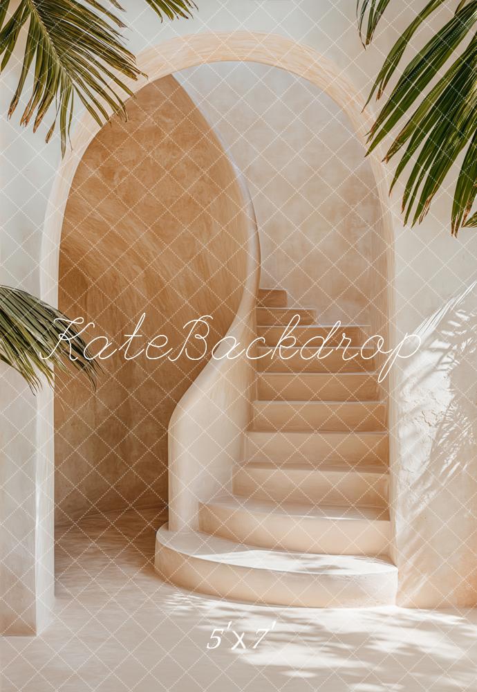 Kate Neutral Arch Tropical Cascading Stairs Backdrop Designed by Emetselch