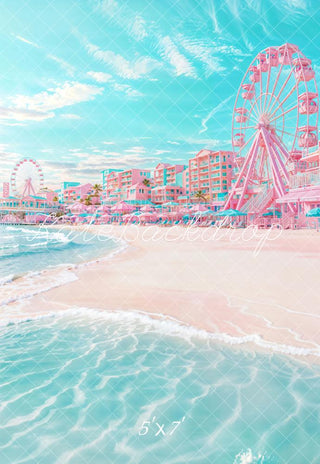Kate Summer Beach Ferris Wheel Printed Backdrop Designed by Emetselch