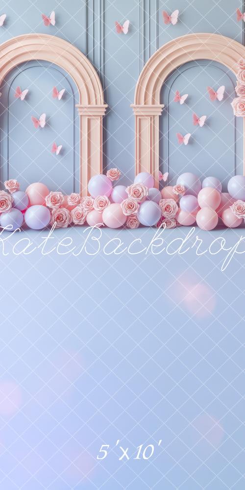 Kate Birthday Pastel Balloon Arch Butterfly Backdrop Designed by Mini MakeBelieve