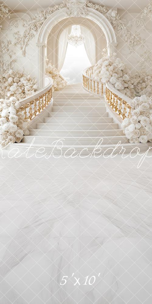 Kate Prom Grad Cascading Stairs White Backdrop Designed by Mini MakeBelieve