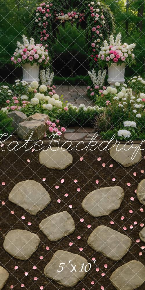 Kate Sweep Romantic Flower Arch Garden Pink White Backdrop Designed by Mini MakeBelieve