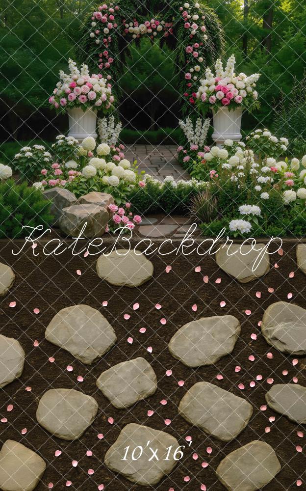 Kate Romantic Flower Arch Garden Pink White Backdrop Designed by Mini MakeBelieve