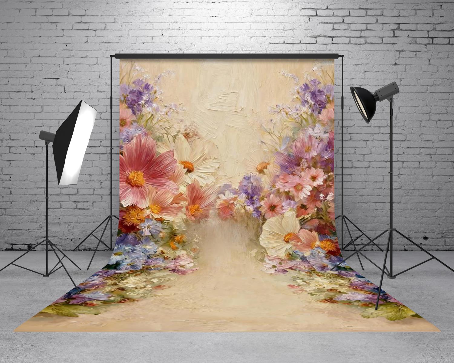 TEST Kate Sweep Flower Arch Beige Floral Abstract Texture Backdrop Designed by Chain Photography