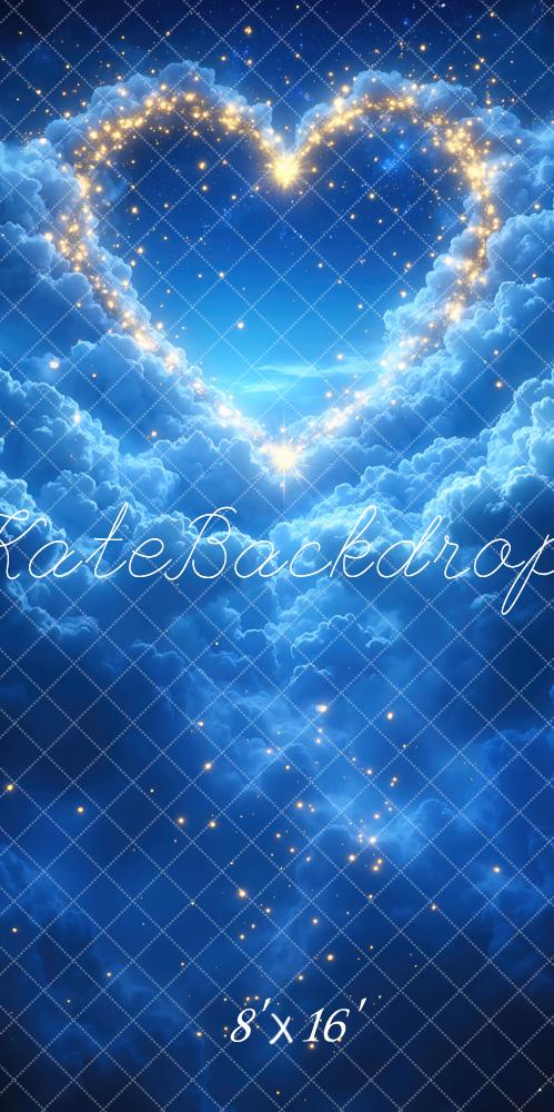 Kate Sweep Heart Shaped Light Clouds Blue Sky Backdrop Designed by Mini MakeBelieve