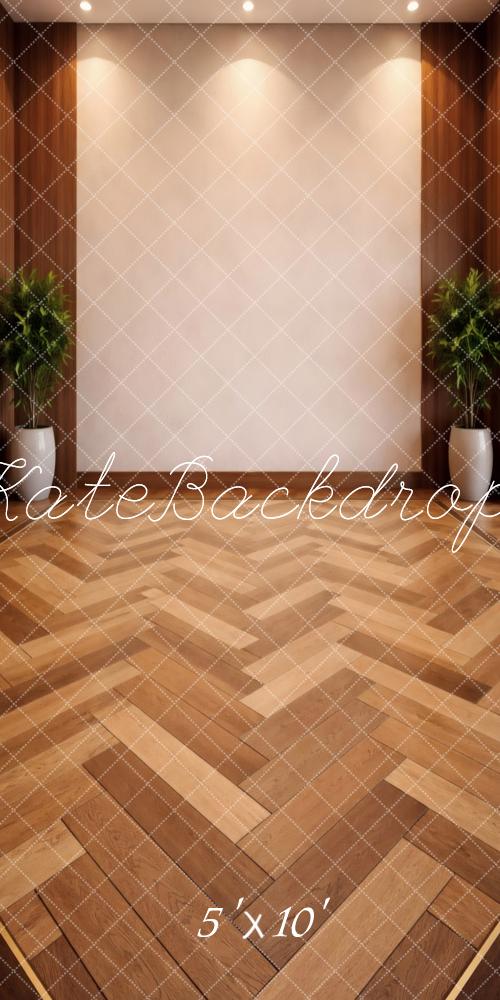 Kate Sweep Classic Herringbone Wood Floor Room Printed Backdrop Designed by Vertigo Productions