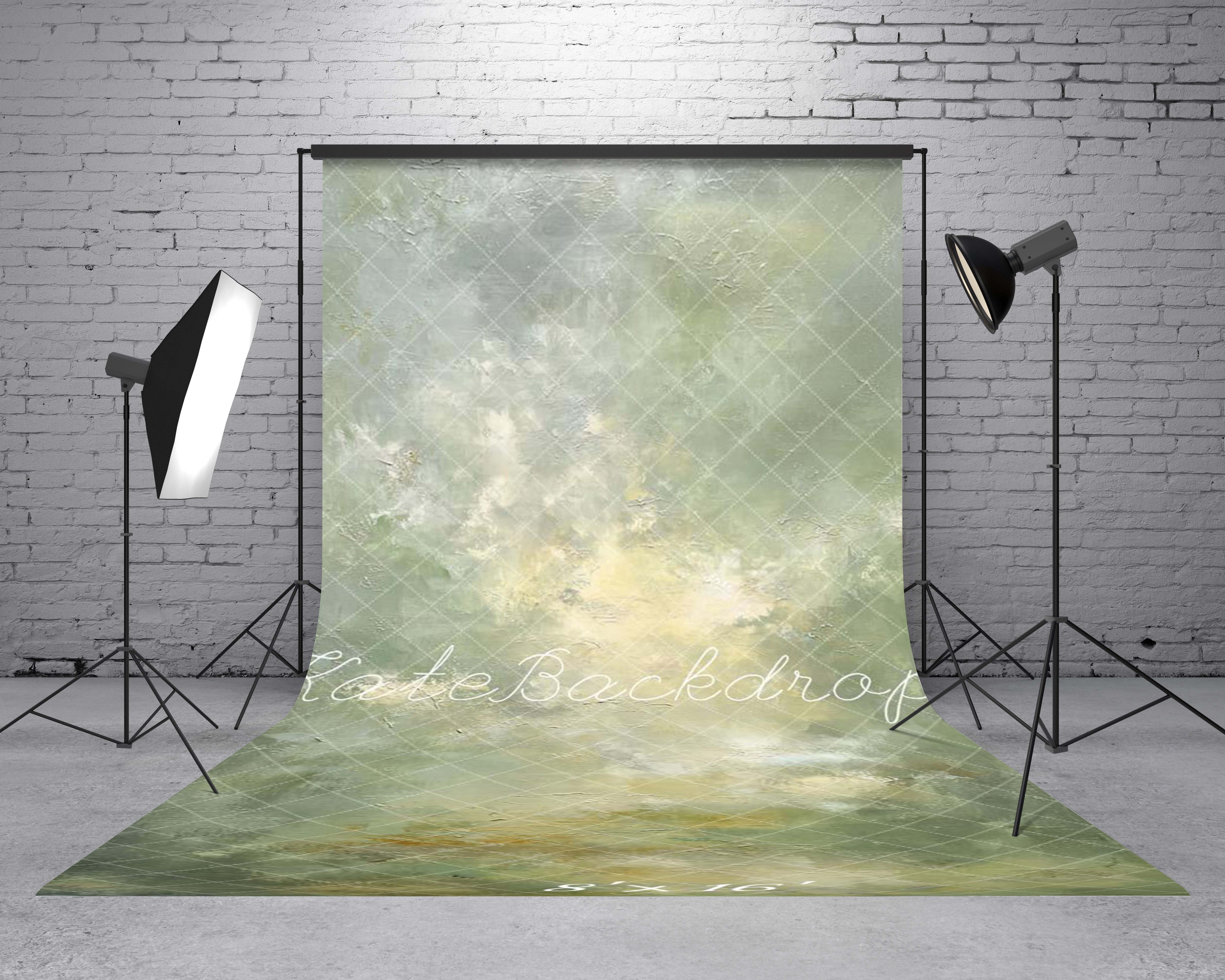 Kate Sweep Green Abstract Texture Printed Backdrop Designed by Kate Image