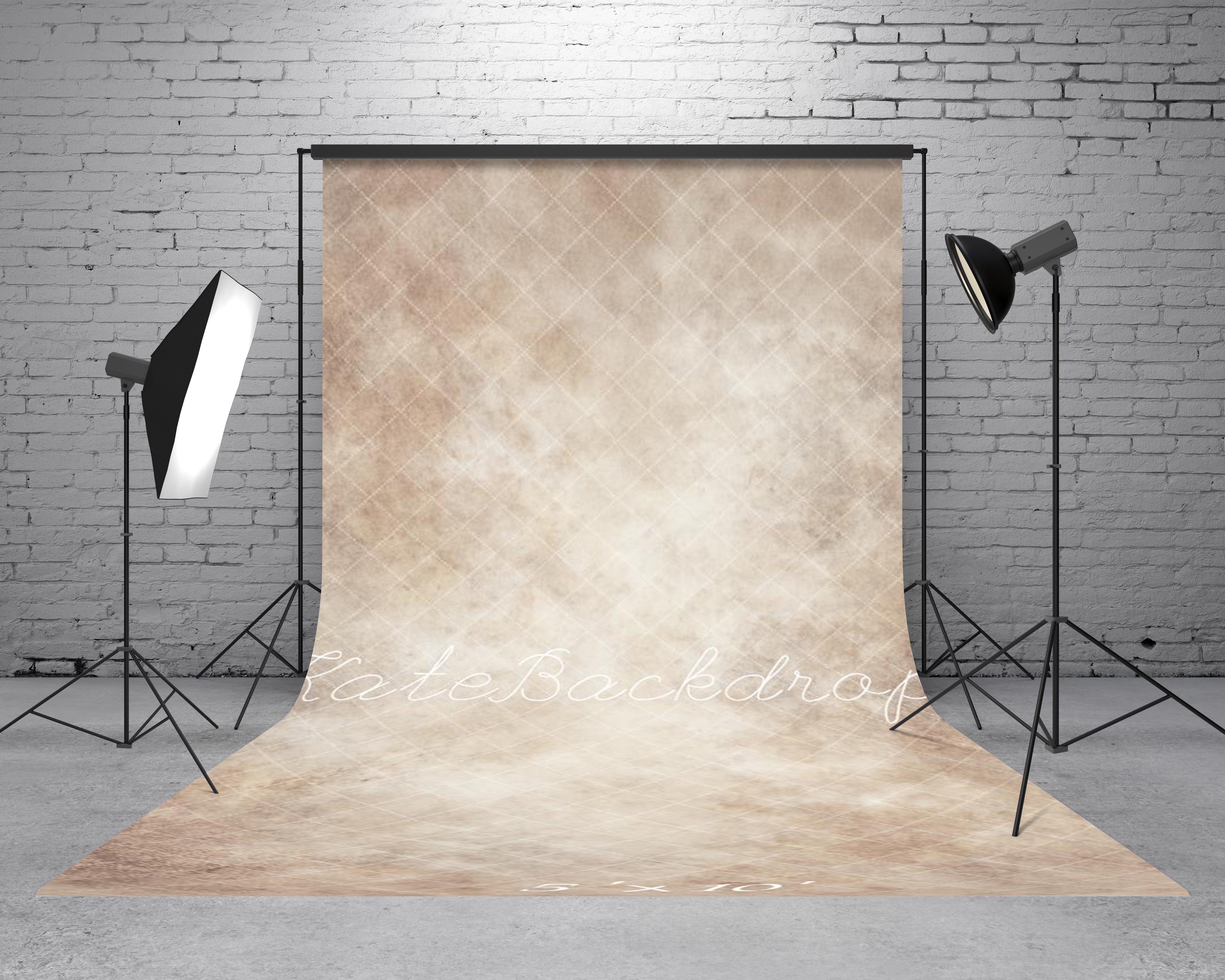 Kate Sweep Beige Abstract Texture Printed Backdrop Designed by Emetsel