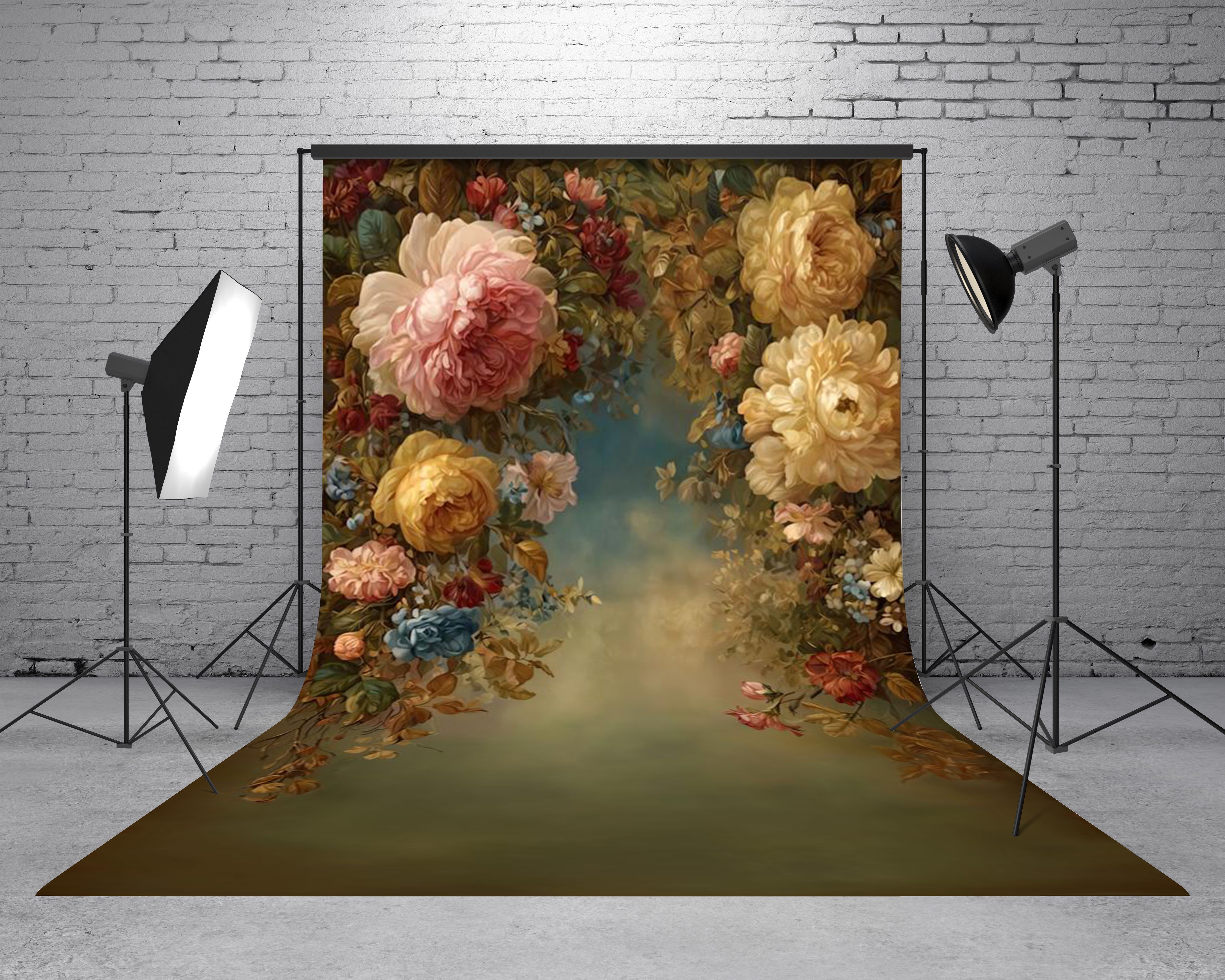 Kate Sweep Fine Art Floral Vintage Printed Backdrop Designed by GQ