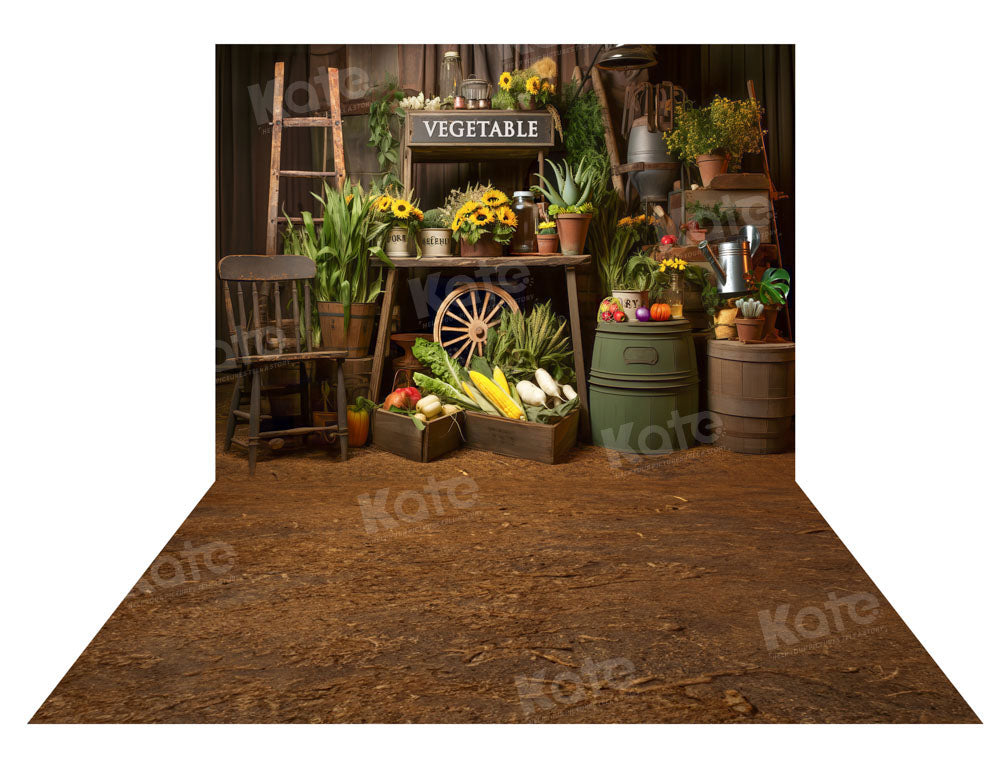 Kate Autumn/Fall Vegetable Backdrop+ Soil Floor Backdrop