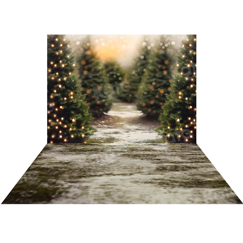 Kate Christmas Tree Farm Backdrop+ Winter Soil Floor Backdrop