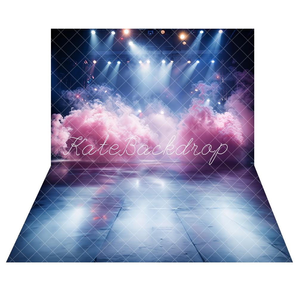 Kate Pink Smoke Stage Lighting Backdrop+Blue Purple Stage Floor Backdrop
