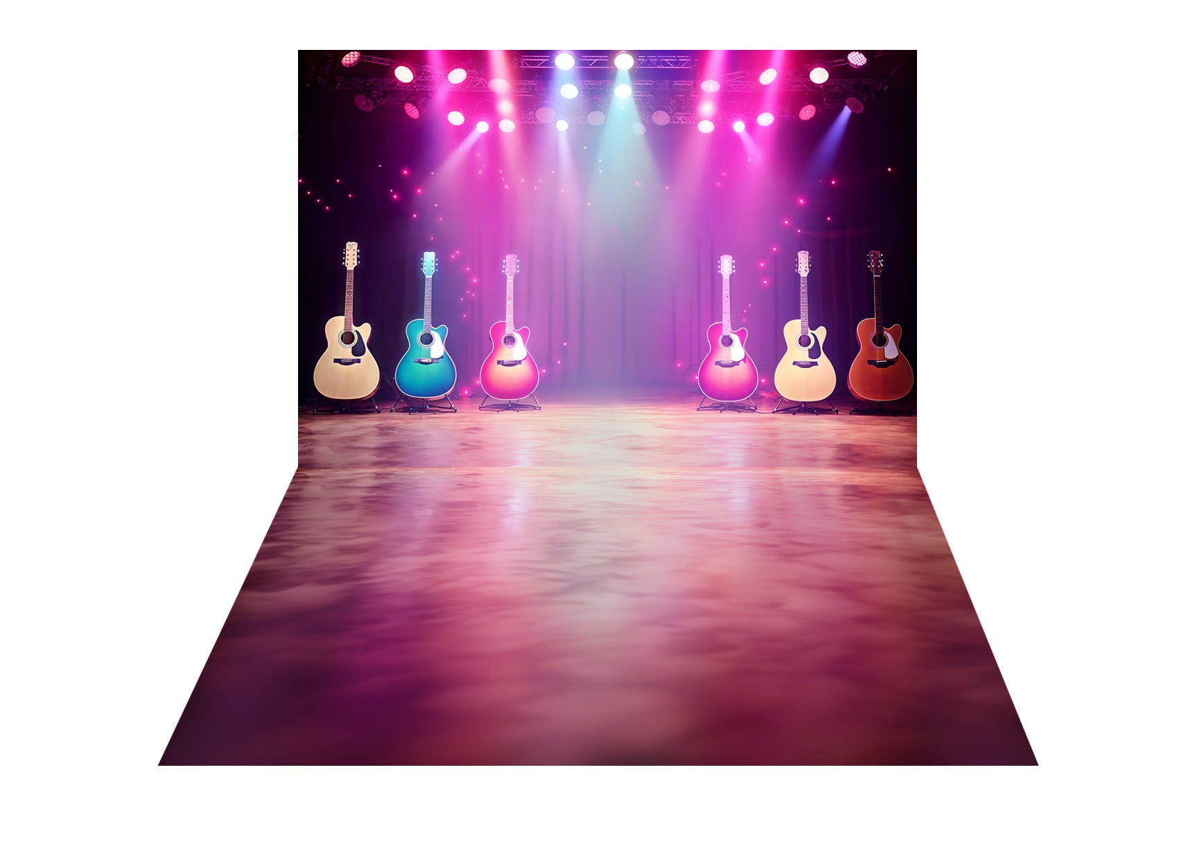 Kate Music Guitar Lighting Stage Backdrop+Abstract Purple White Gradient Texture Floor Backdrop