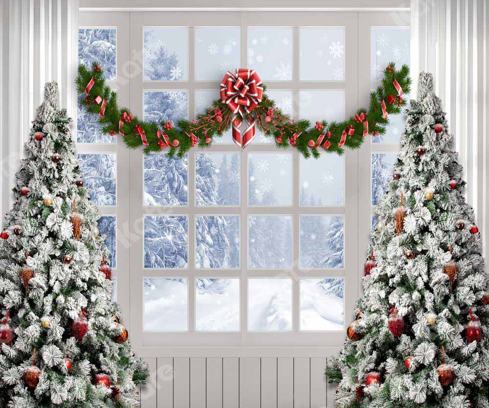 RTS Kate Christmas Tree Winter White Window Backdrop Designed by Chain Photography