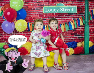 Kate Street Sign Colorful Balloons Banner Brick Wall Printed Backdrop for Photography