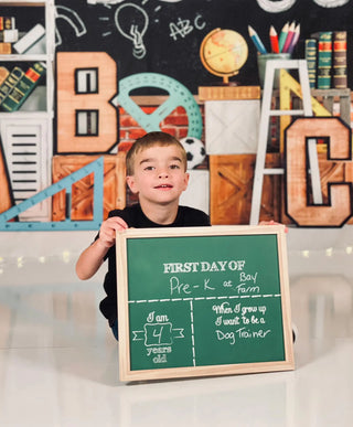 Terug naar school Foto Achtergrond ABC Schoolbord Ontworpen door Emetselch
