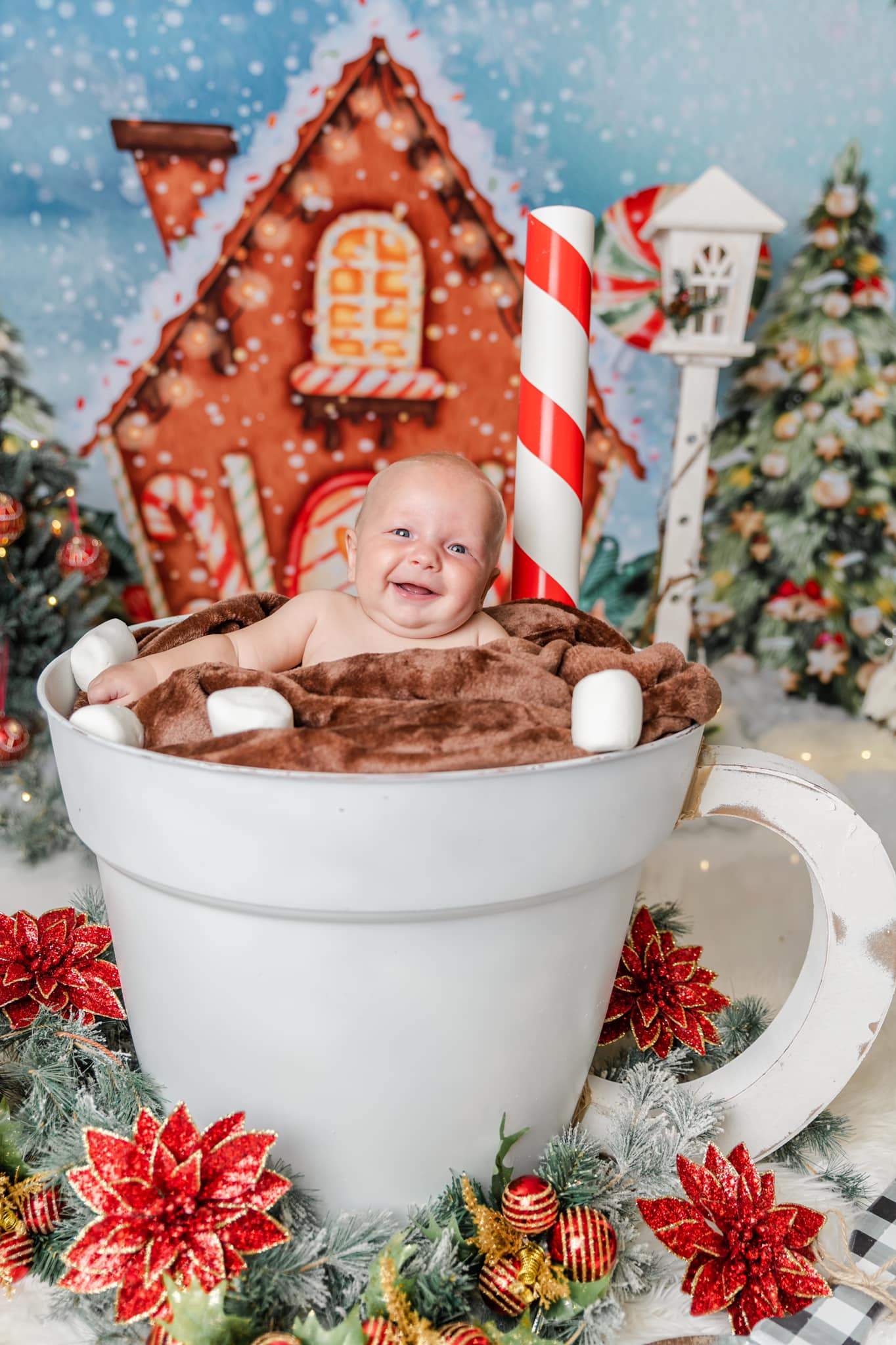 Kate 7X5ft Christmas Hot Cocoa Backdrop Candy House for Photography( US only) (Clearance US only)